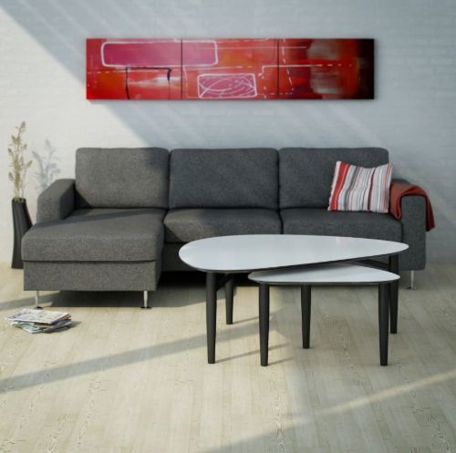 Thomsen Furniture Katrine Sofabord Trekant Lille 42x67x45 cm - Nano Sort/Eg Natur