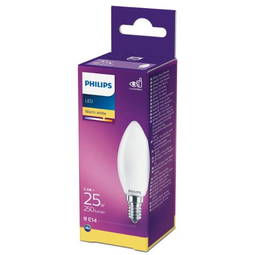 PHILIPS Kerte & Luster E14 LED Pære 2,2W (25W) - Varm Hvid