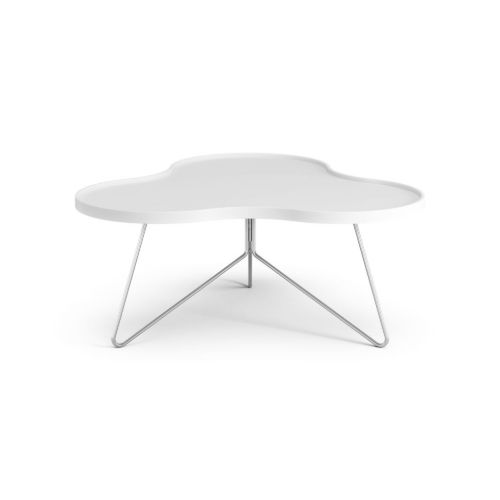 Swedese Flower Mono Sofabord 90x84x39 cm - Hvidlakeret Ask/Krom
