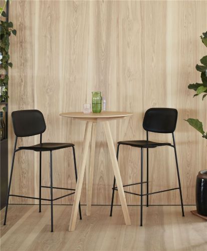 HAY Soft Edge P10 Bar Stool High SH: 75 cm - Black Powder Coated Steel/Black
