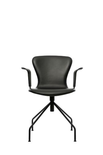 Bruunmunch PLAYChair Swing Fully Upholstered w. Armrest SH: 45 cm - Black/Black Hero Leather