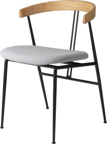 GUBI Violin Dining Chair Upholstered Seat New Wool SH: 45 cm - Oiled Oak / Grey