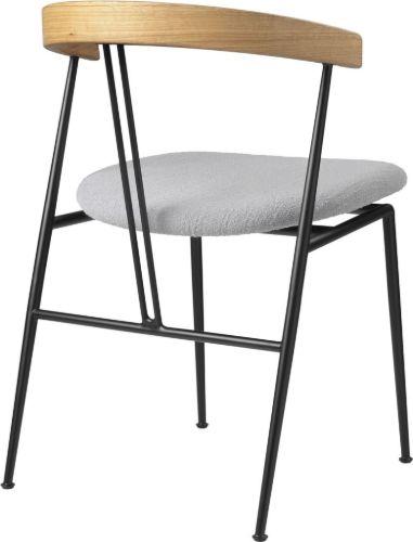 GUBI Violin Dining Chair Upholstered Seat New Wool SH: 45 cm - Oiled Oak / Grey