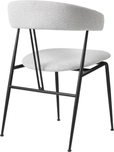 GUBI Violin Dining Chair Fully Upholstered Tempt SH: 45 cm - Black Matt / 60152