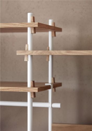 Moebe Shelving System Double w. Back Plate 200x162 cm - Oak/White