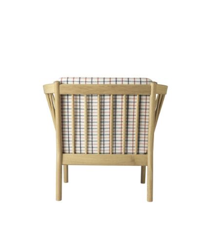 FDB Møbler J146 Lænestol SH: 43 cm - Eg / Rødternet Hestedækken