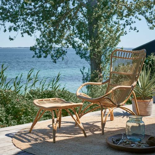 Sika-Design Monet Exterior Fodskammel inkl. Hynde H: 38 cm - Natural/B450 Tempotest White
