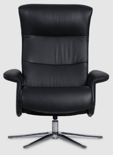 IMG Space 2000 Lænestol inkl. Fodskammel SH: 46 cm - Rosso 1 Black/B1 Slimline/Børstet Stål