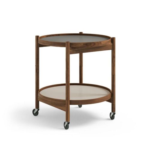 Brdr. Krüger Bølling Bakkebord m. 2 bakker Ø: 50 cm - Olieret Valnød/Stone