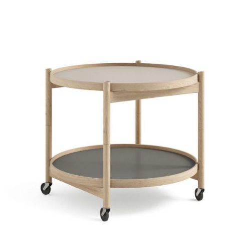 Brdr. Krüger Bølling Bakkebord m. 2 bakker Ø: 60 cm - Ubehandlet Eg/Stone