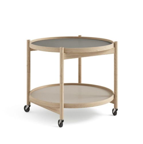 Brdr. Krüger Bølling Bakkebord m. 2 bakker Ø: 60 cm - Ubehandlet Eg/Stone