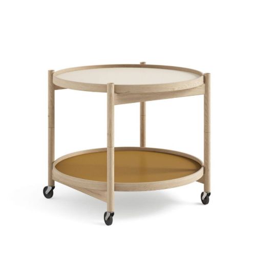 Brdr. Krüger Bølling Bakkebord m. 2 bakker Ø: 60 cm - Ubehandlet Eg/Sunny