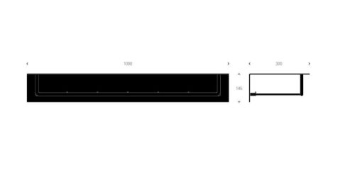 FROST UNU Hattehylde 1000 L: 100cm - Mat Sort/Poleret Sort