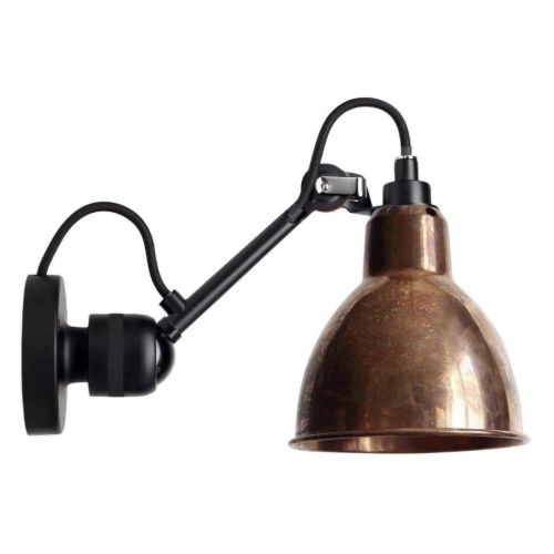 DCW Editions Lampe Gras N304CA Væglampe Rund m. Ledning H: 14cm - Sort/Rå Kobber