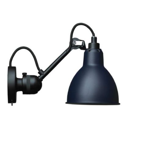 DCW Editions Lampe Gras N304SW Væglampe Rund m. Afbryder H: 14cm - Sort/Blå