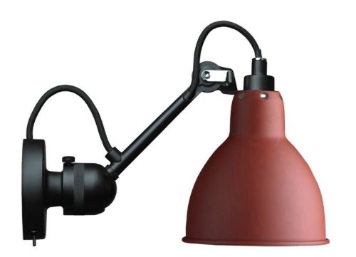 DCW Editions Lampe Gras N304SW Væglampe Rund m. Afbryder H: 14cm - Sort/Rød