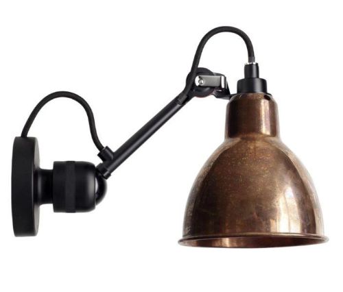 DCW Editions Lampe Gras N304SW Væglampe Rund m. Afbryder H: 14cm - Sort/Rå kobber/Hvid