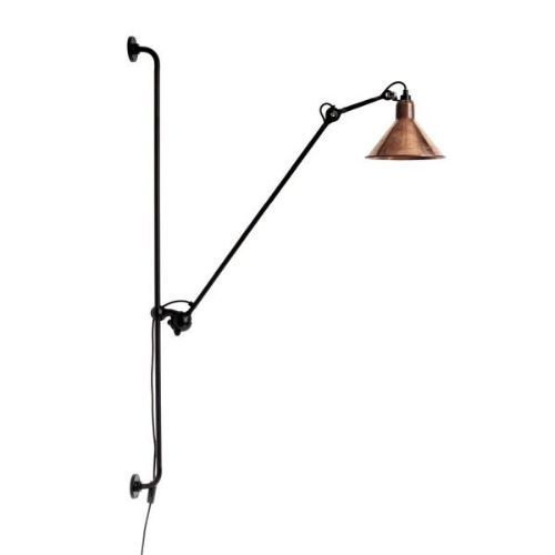 DCW Editions Lampe Gras N214 Væglampe Konisk H: 120cm - Sort/Rå Kobber/Hvid