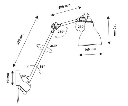 DCW Editions Lampe Gras N222 Væglampe Rund H: 40cm - Sort/Blå