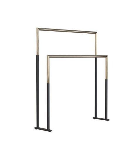 FROST NOVA2 Håndklædestander 1976 Dobbelt H: 75cm - Mat Sort/Poleret Guld