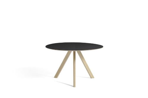 HAY CPH 20 Round Table Ø: 120 cm - Lacquered Solid Oak/Black Linoleum