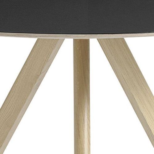 HAY CPH 20 Round Table Ø: 120 cm - Lacquered Solid Oak/Black Linoleum