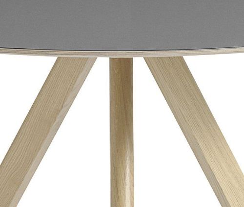 HAY CPH 20 Round Table Ø: 120 cm - Lacquered Solid Oak/Grey Linoleum