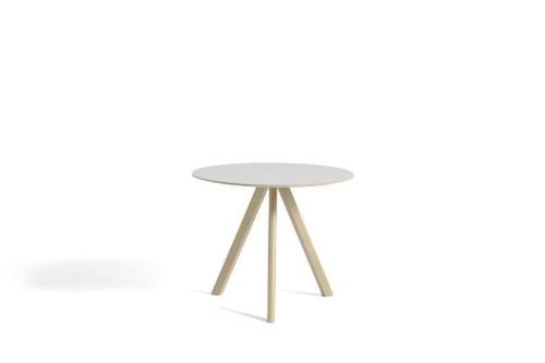 HAY CPH 20 Round Table Ø: 90 cm - Lacquered Solid Oak/Off White Linoleum