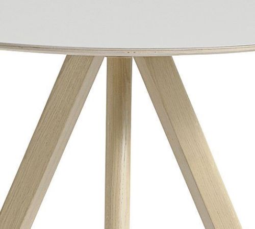 HAY CPH 20 Round Table Ø: 90 cm - Lacquered Solid Oak/Off White Linoleum