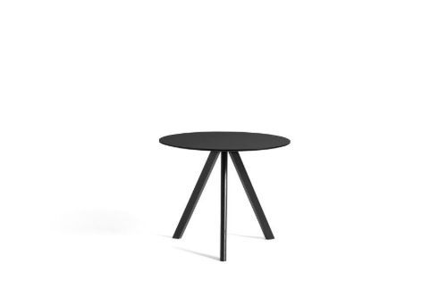 HAY CPH 20 Round Table Ø: 90 cm - Black Lacquered Solid Oak/Black Linoleum F