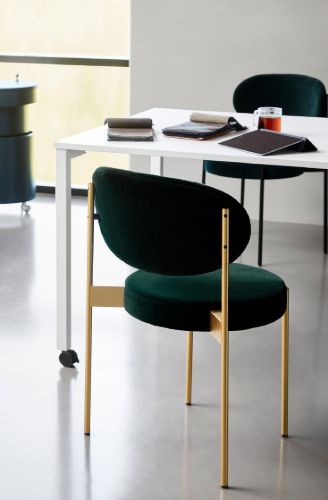 Verpan Series 430 Chair SH: 47 cm - Harald 982 Green/Messing