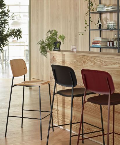 HAY Soft Edge 10 Bar Stool High SH: 75 cm - Black Lacquered/Black Powder Coated Steel
