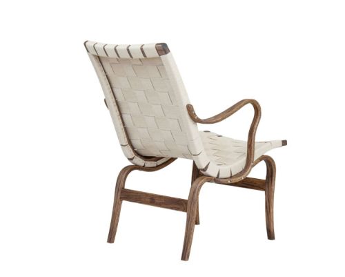 Bruno Mathsson Mi 472 Eva Lænestol m. arm SH: 34 cm - Røget Eg / Linnegjord Natur