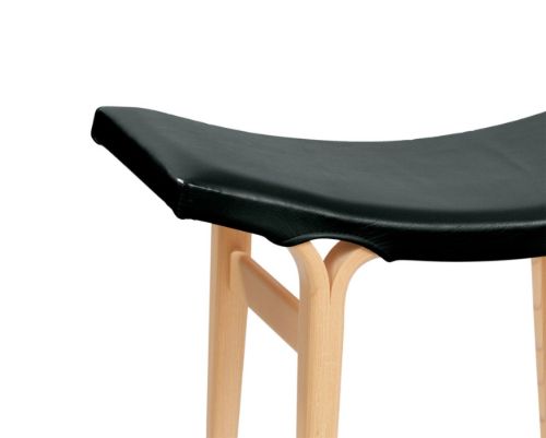 Bruno Mathsson Mi 435 Anna Skammel SH: 48 cm - Lakeret Bøg / Elmosoft Læder Black 99999
