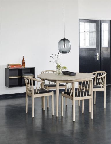 Haslev 893 Spisebord Ø: 120 cm - Hvidolieret Eg