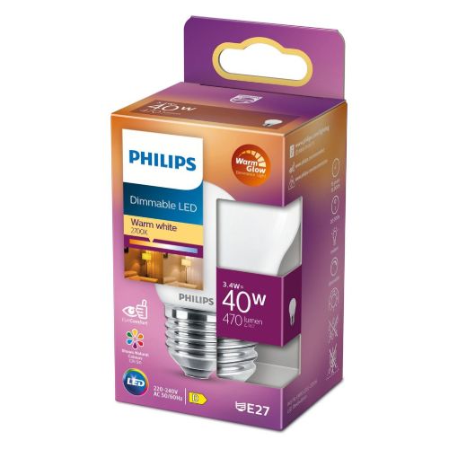 PHILIPS E27 LED Kerte Pære 4,5W (40W) - Dæmpbar/Varmt Skær