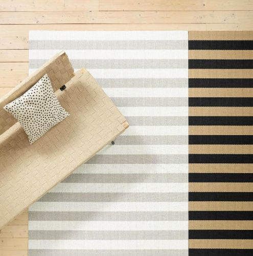 Woodnotes Big Stripe Carpet Sewn Edges 80x200 cm - Black/Natural