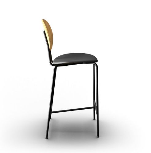 Sibast Furniture Piet Hein Bar Chair SH: 65 cm Black - Oiled Oak/Solid Black