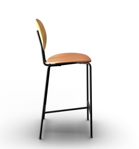 Sibast Furniture Piet Hein Bar Chair SH: 65 cm Black - Oiled Oak/Silk Cognac
