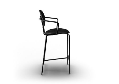 Sibast Furniture Piet Hein Bar Chair w. Armrest SH: 65 cm Black - Black Oak