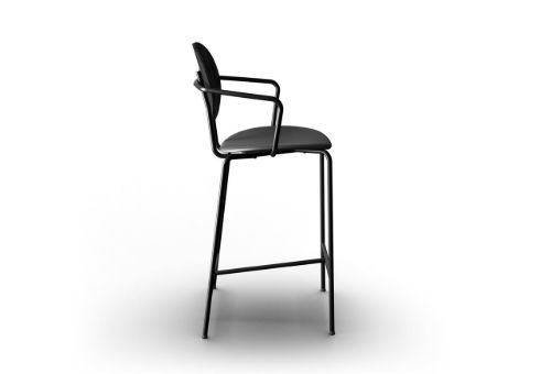Sibast Furniture Piet Hein Bar Chair w. Armrest SH: 65 cm - Black Oak/Solid Black
