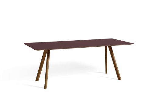HAY CPH 30 Table 200x90x74 cm - Lacquered Solid Walnut/Burgundy Linoleum