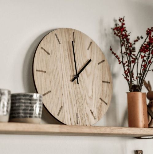 Hemverk Vægur Ø: 38 cm – Light Oak/Black