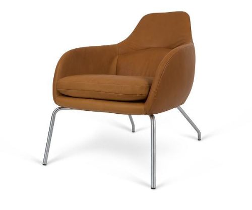 Bent Hansen Primum Asento Loungestol SH: 41 cm - Cognac Adrian Læder/Rustfrit Stål
