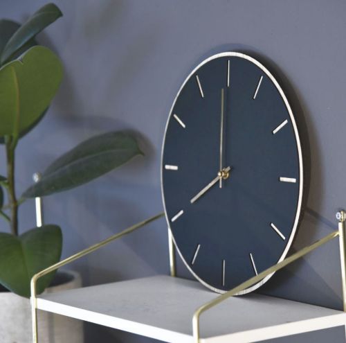 Hemverk Vægur Ø: 28 cm – Smokey Blue Oak/Copper