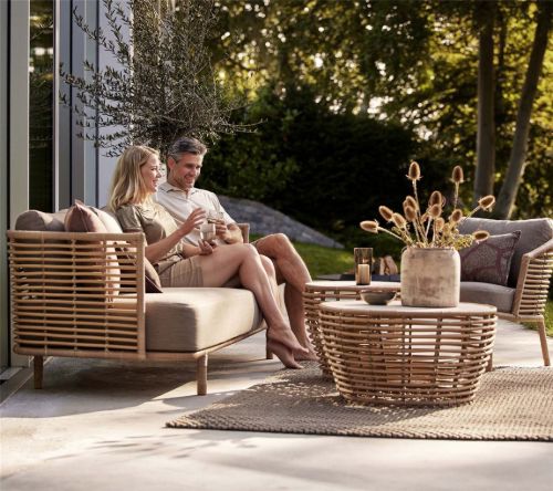 Cane-line Outdoor Sense Loungestol inkl. AirTouch Hyndesæt SH: 45 cm - Natural Weave/Taupe