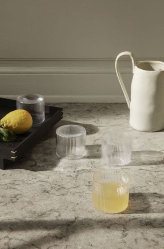 Ferm Living Ripple Low Glasses 20 Cl Sæt af 4 stk. Ø: 7,6 cm - Clear