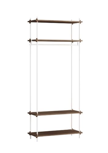 Moebe Shelving System Open Wardrobe 200x85 cm - Smoked Oak/White