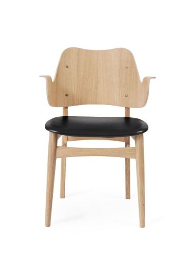 Warm Nordic Gesture Chair SH: 46 cm - Oak/Black Leather