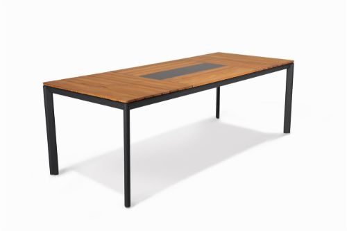 Mindo 101 Dining Table 222x90 cm - Dark Grey/Teak/Opium Black